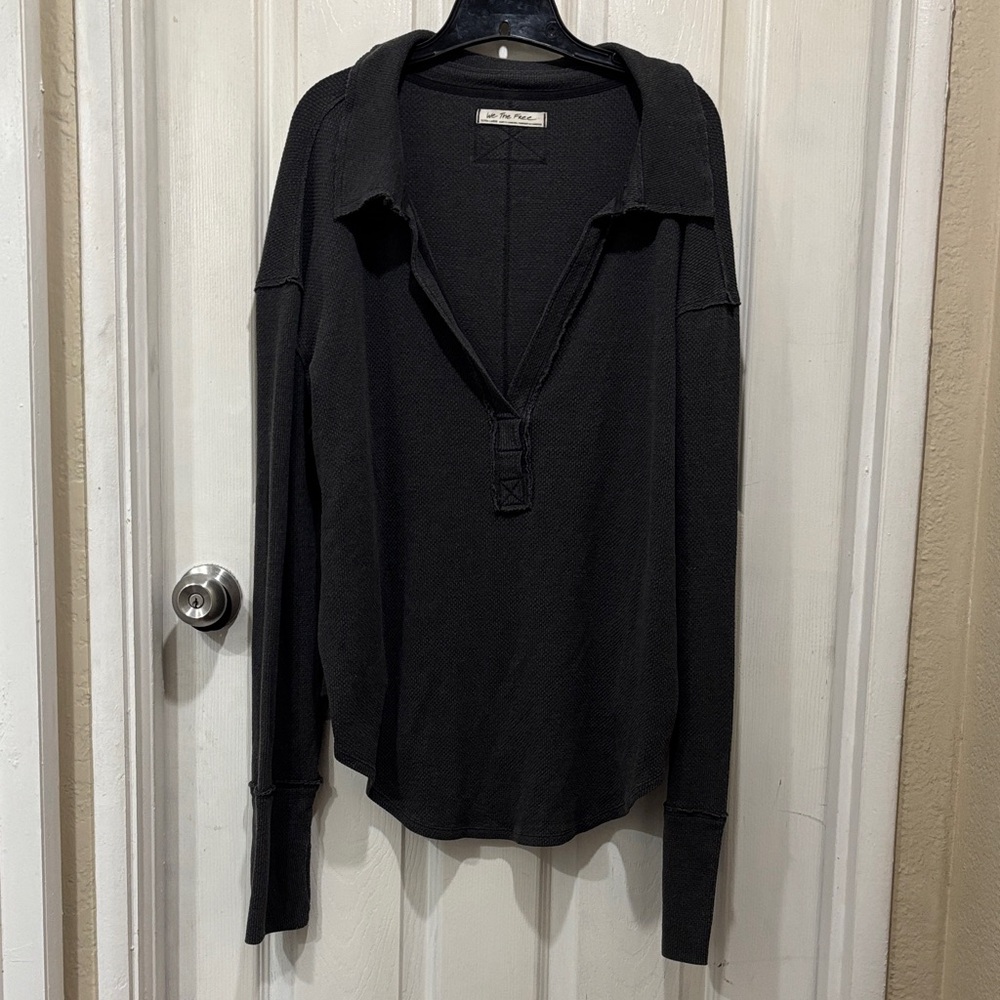 We The Free Charcoal Button Down Shirt